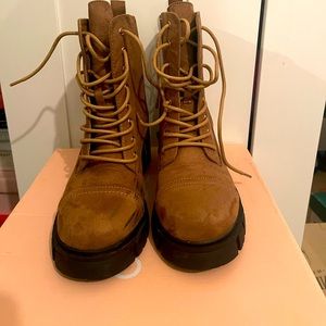 Taupe hiker boots